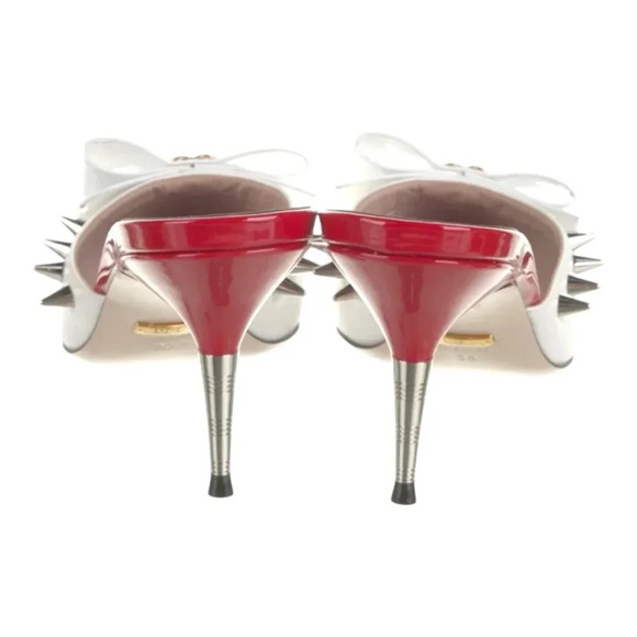 Gucci Vernice GG Spike Mules Malaga Kid Patent Leather 8.5 EU 38.5 Pointed Toe - Picture 8 of 12